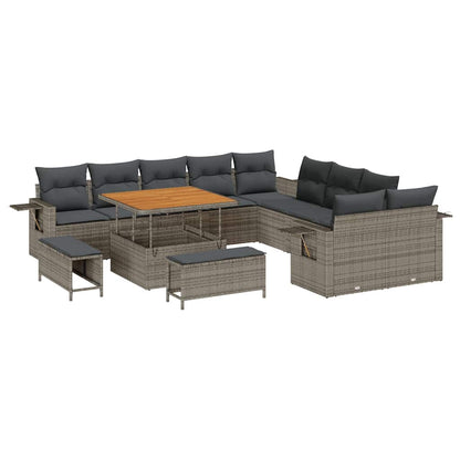 Gartensofa-set 13 pcs Grau Poly-Rattan