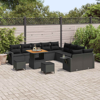 Gartensofa-set 13 pcs Schwarz Poly-Rattan
