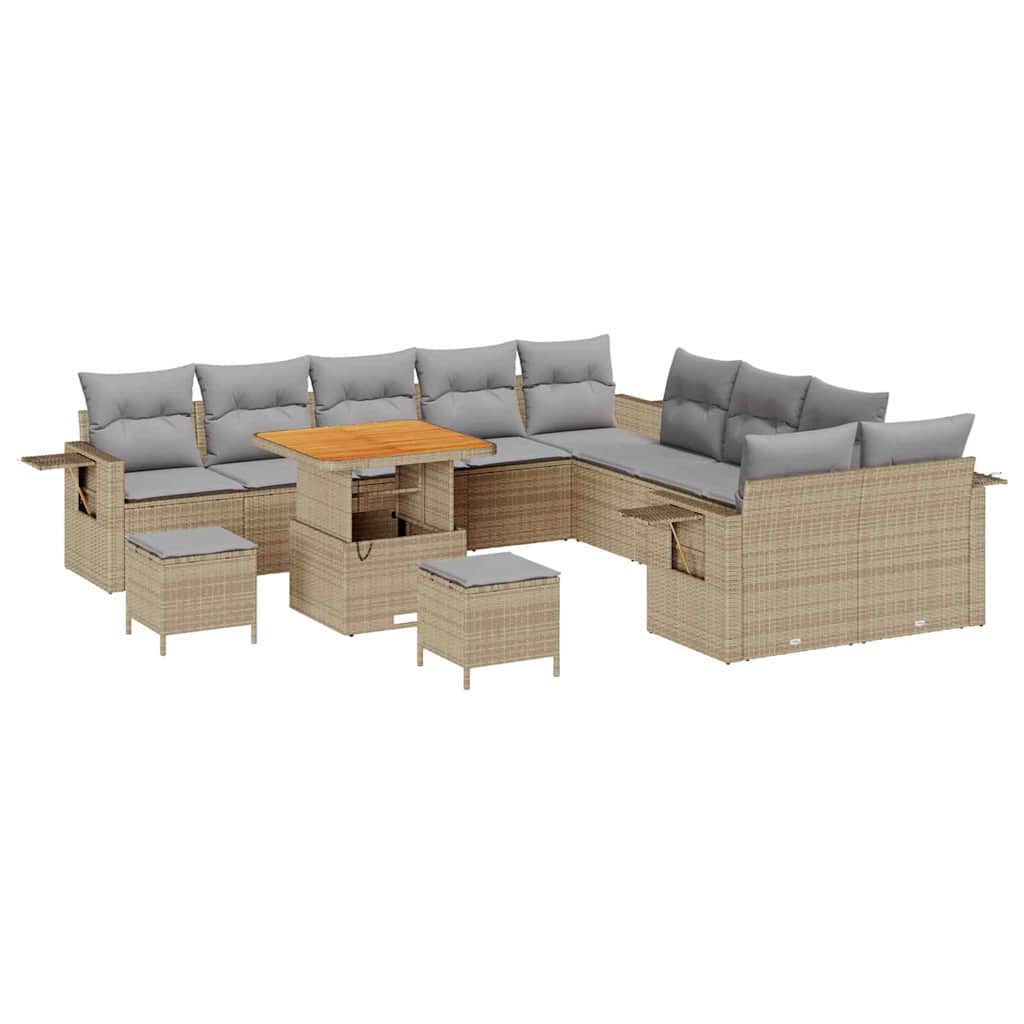 Gartensofa-set 13 pcs Beige Poly-Rattan