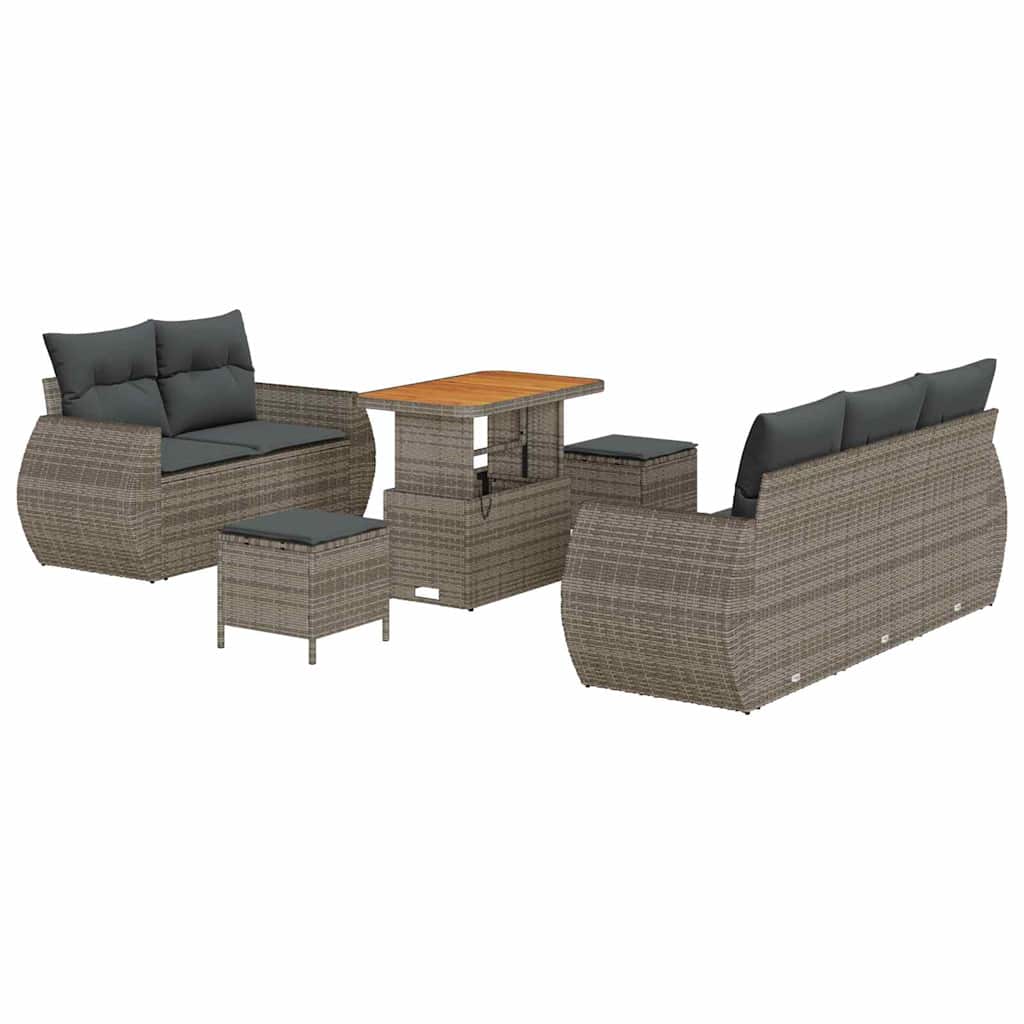 Gartensofa-set 8 pcs Grau Poly-Rattan