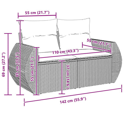 Gartensofa-set 8 pcs Grau Poly-Rattan