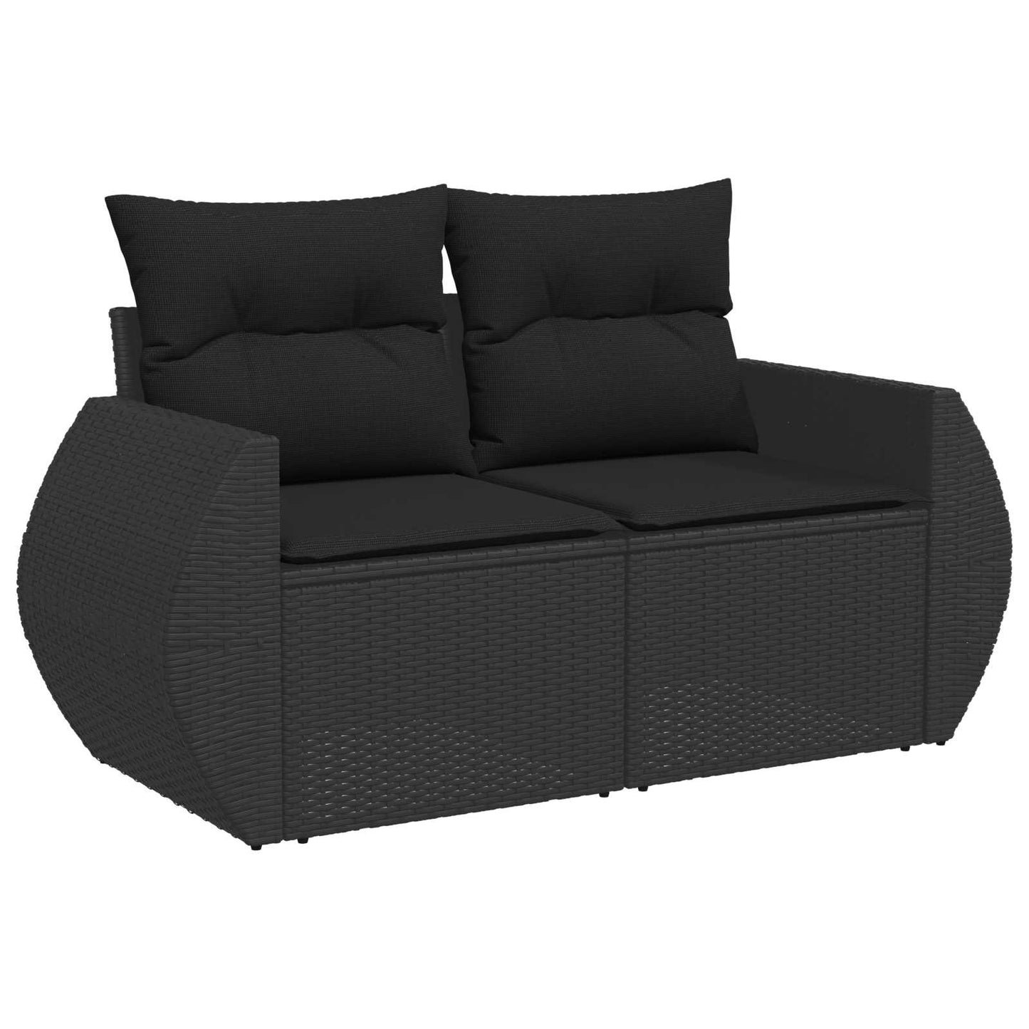 Gartensofa-set mit Kissen 10 pcs Schwarz Poly-Rattan