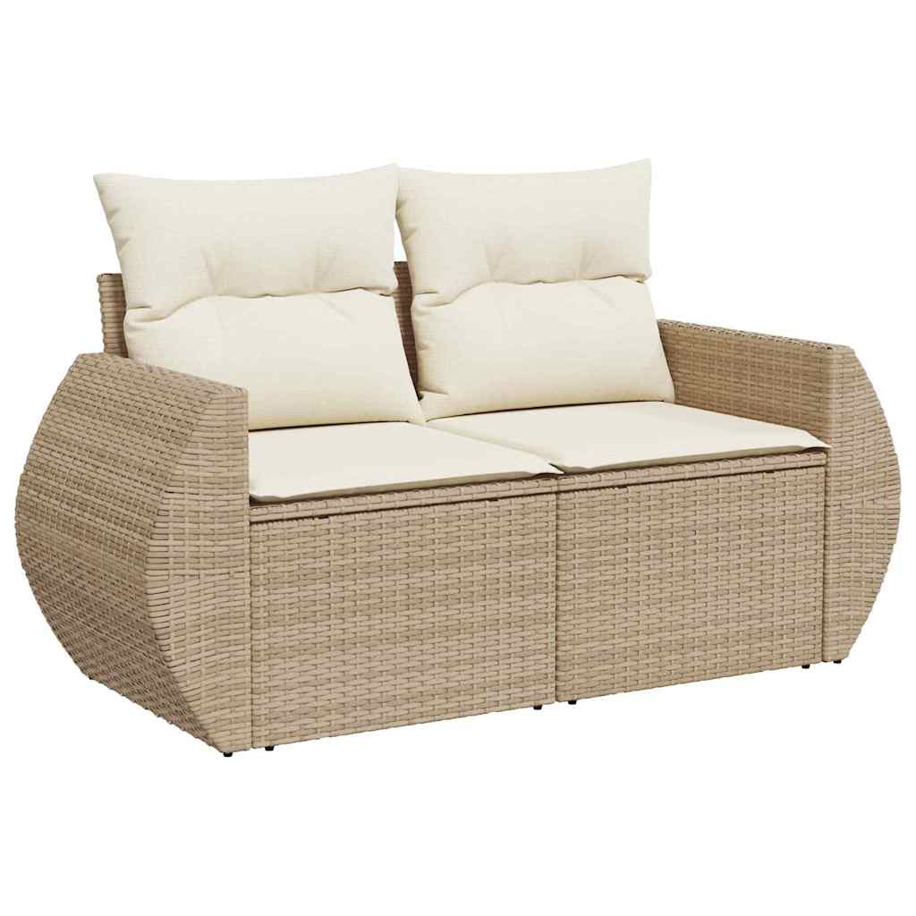Gartensofa-set mit Kissen mit Speicher 11 pcs Beige Poly-Rattan
