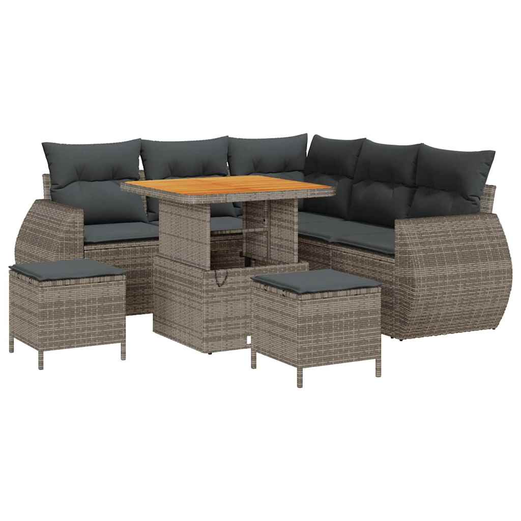 Gartensofa-set 8 pcs Grau Poly-Rattan