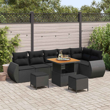 Gartensofa-set 9 pcs Schwarz Poly-Rattan