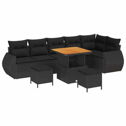 Gartensofa-set 9 pcs Schwarz Poly-Rattan