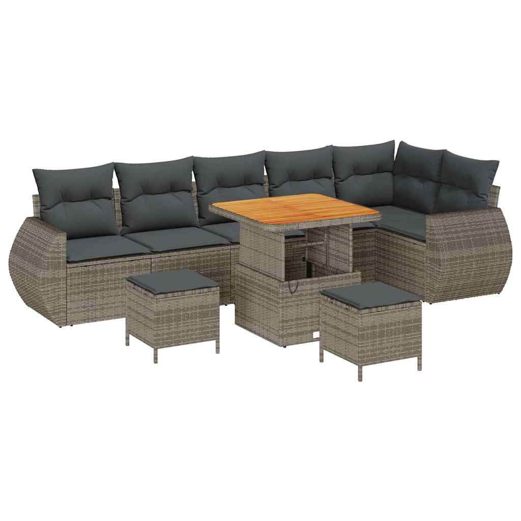 Gartensofa-set 9 pcs Grau Poly-Rattan