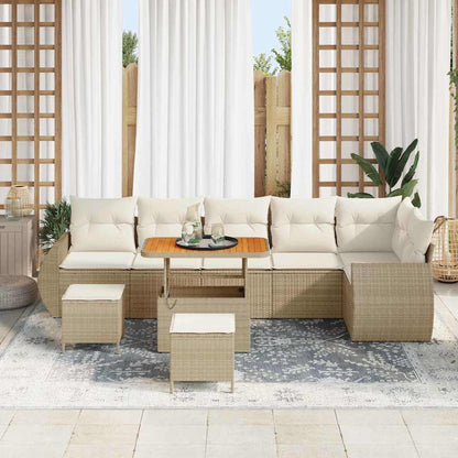 Gartensofa-set 9 pcs Beige Poly-Rattan