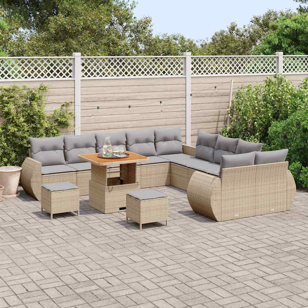 Gartensofa-set 13 pcs Beige Poly-Rattan