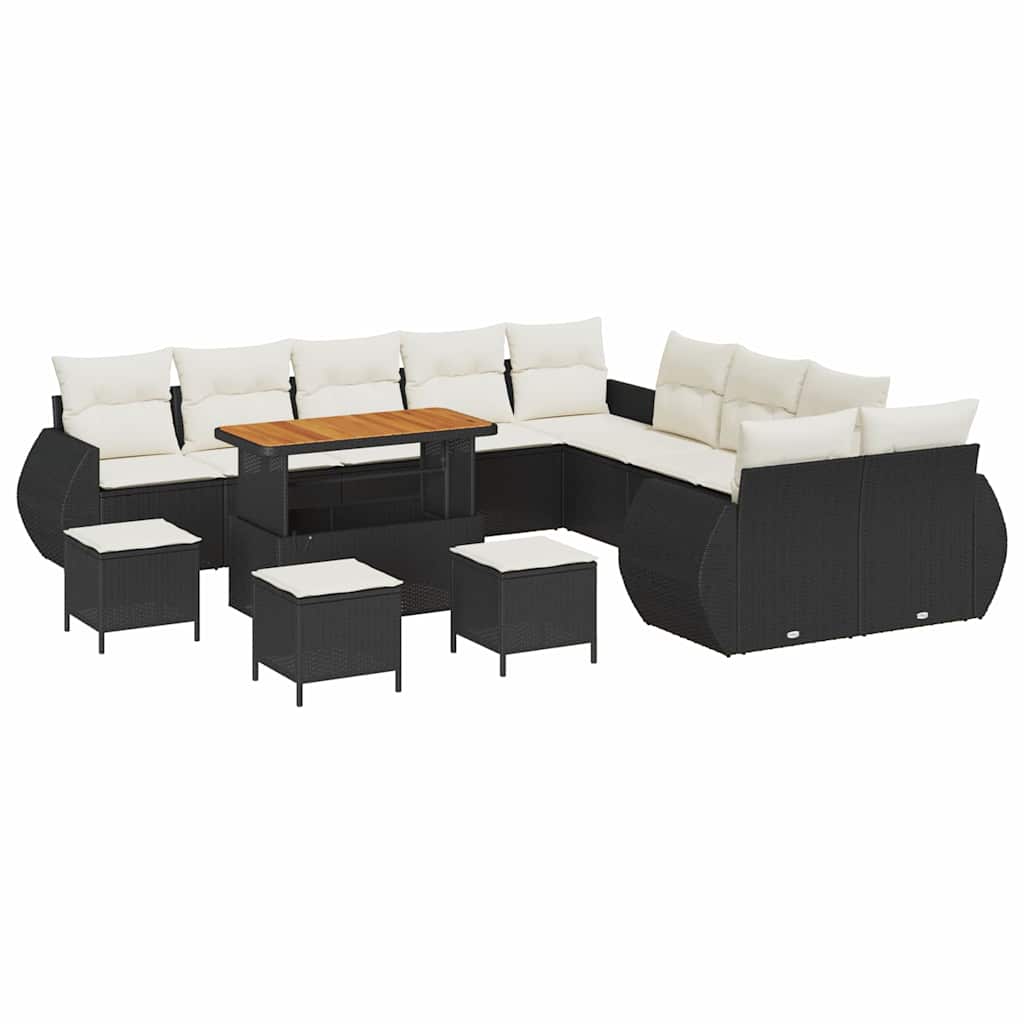 Gartensofa-set 14 pcs Schwarz Poly-Rattan