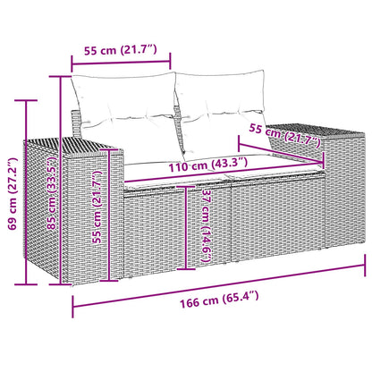 Gartensofa-set 8 pcs Schwarz Poly-Rattan