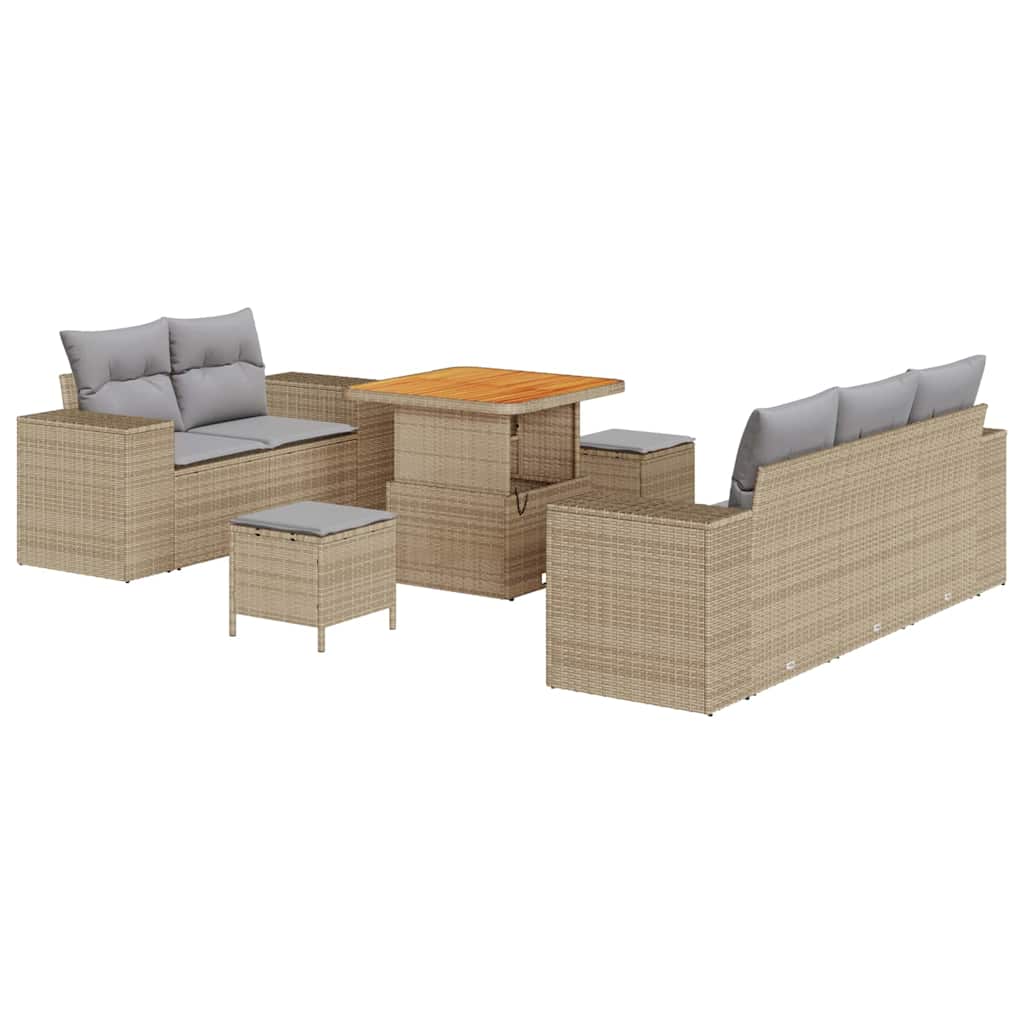 Gartensofa-set 8 pcs Beige Poly-Rattan