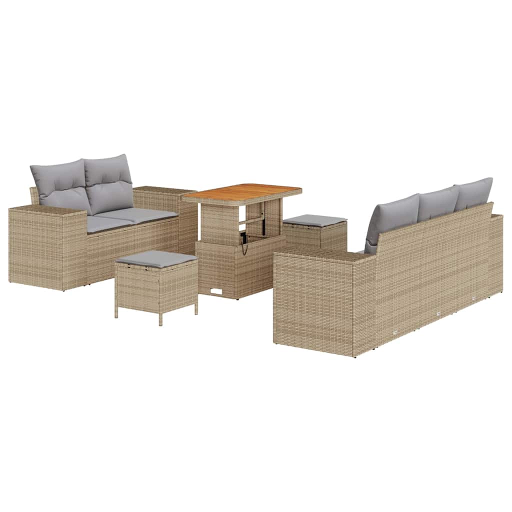 Gartensofa-set 8 pcs Beige Poly-Rattan