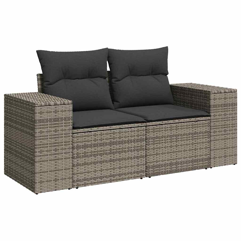Gartensofa-set 8 pcs Grau Poly-Rattan