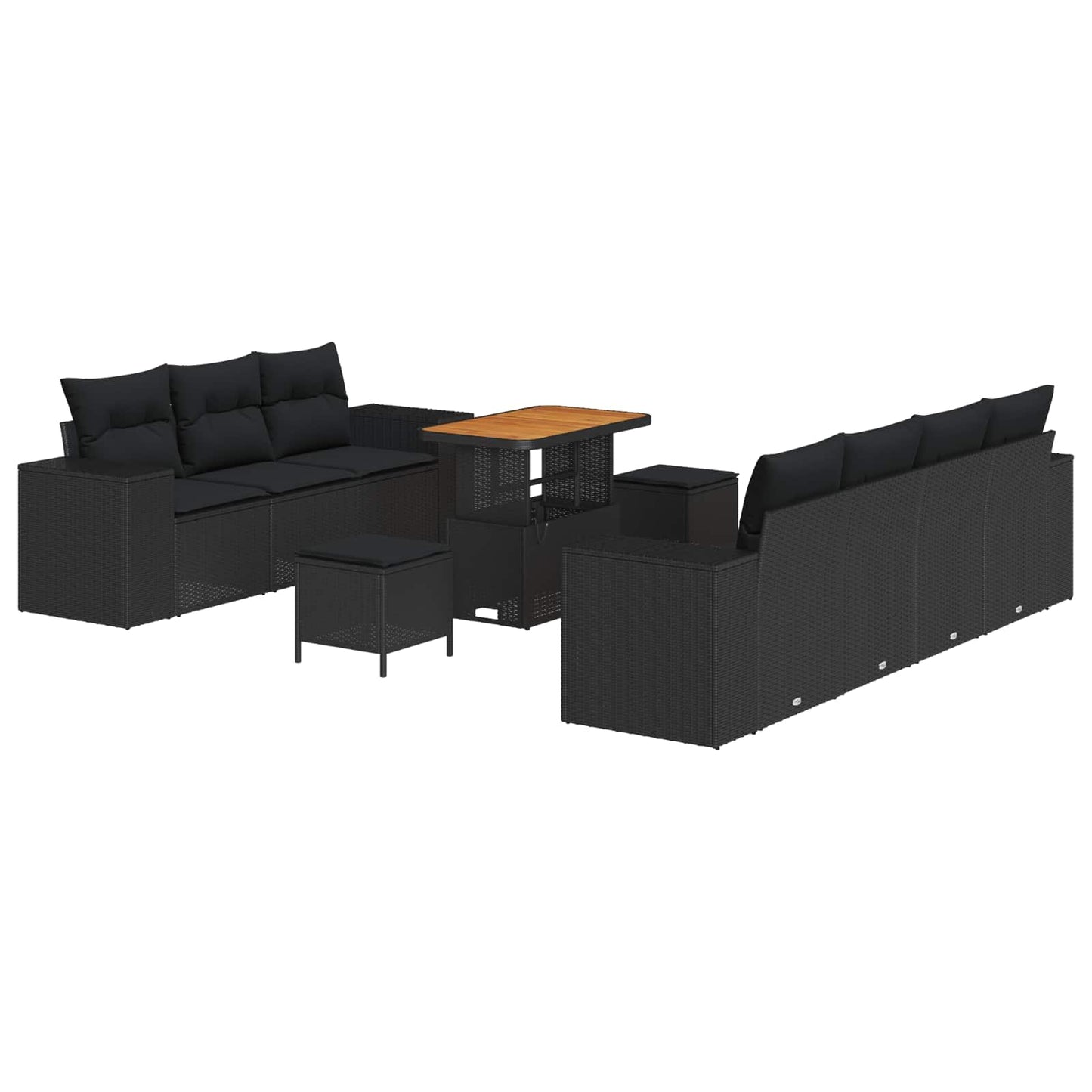 Garten-Sofa-Set 10 pcs Schwarz Poly-Rattan