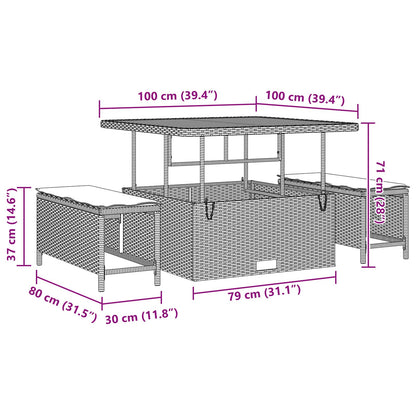 Gartensofa-set mit Kissen 11 pcs Schwarz Poly-Rattan