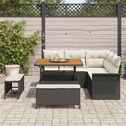 Gartensofa-set mit Kissen 8 pcs Schwarz Poly-Rattan