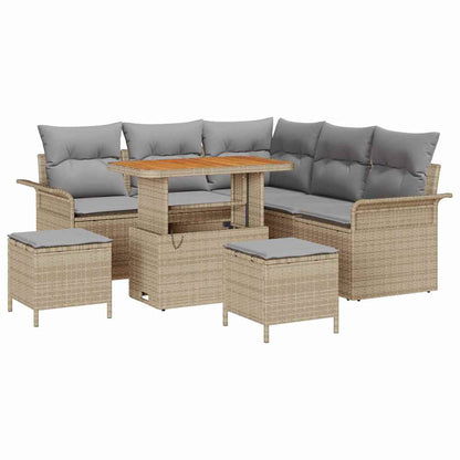 Gartensofa-set mit Kissen 8 pcs Beige Poly-Rattan