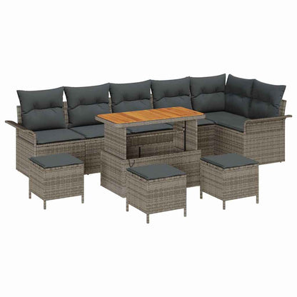 Gartensofa-set mit Kissen 10 pcs Grau Poly-Rattan