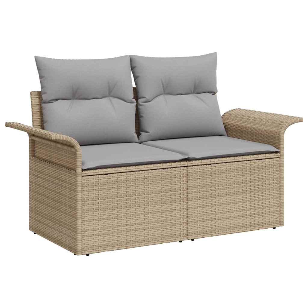 Gartensofa-set mit Kissen 13 pcs Beige Poly-Rattan
