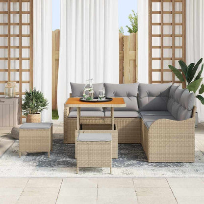 Gartensofa-set mit Kissen 8 pcs Beige Poly-Rattan