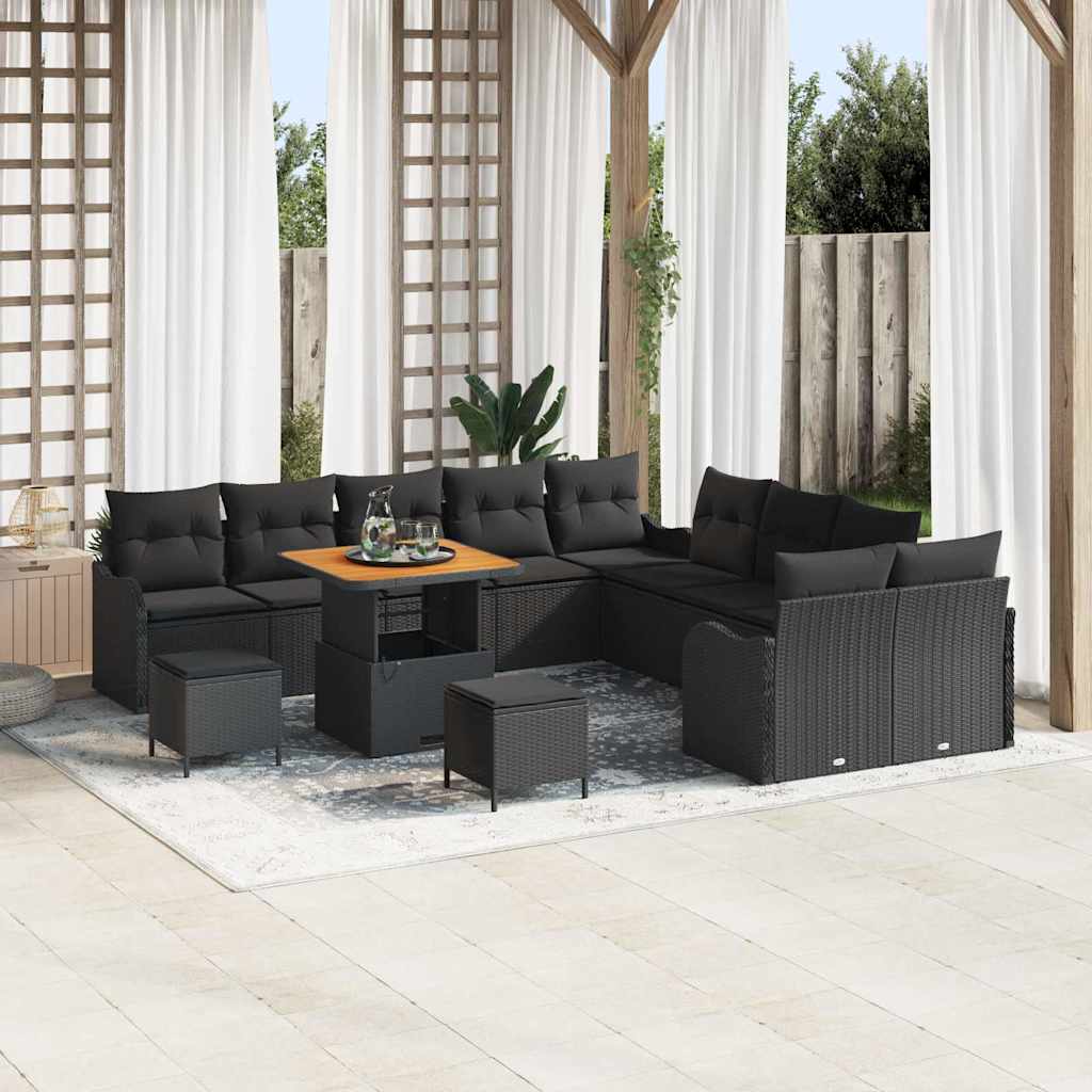 Garten-Sofa-Set 13 pcs Schwarz Poly-Rattan