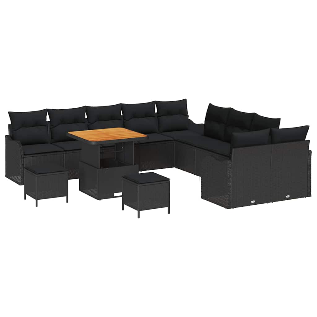 Garten-Sofa-Set 13 pcs Schwarz Poly-Rattan