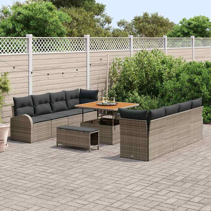 Gartensofa-set mit Kissen 11 pcs Grau Poly-Rattan