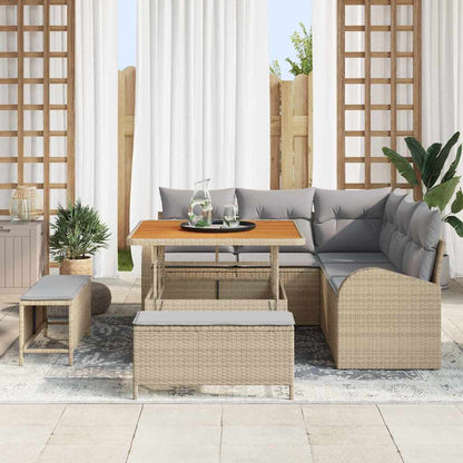 Gartensofa-set mit Kissen 8 pcs Beige Poly-Rattan