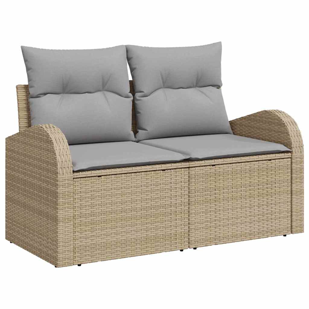 Gartensofa-set mit Kissen 8 pcs Beige Poly-Rattan