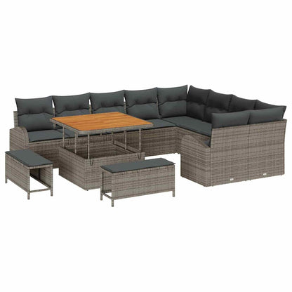 Gartensofa-set mit Kissen 12 pcs Grau Poly-Rattan