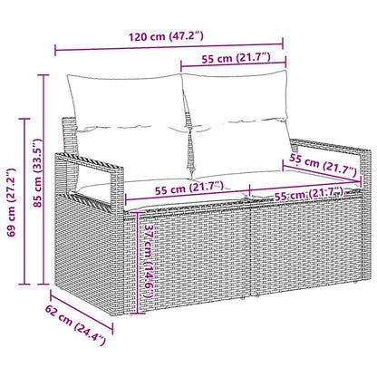 Gartensofa-set mit Kissen 9 pcs Beige Poly-Rattan