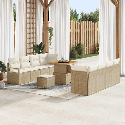 Gartensofa-set mit Kissen 11 pcs Beige Poly-Rattan