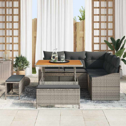 Gartensofa-set mit Kissen 8 pcs Grau Poly-Rattan