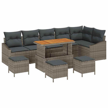 Gartensofa-set mit Kissen 10 pcs Grau Poly-Rattan