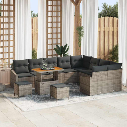 Gartensofa-set mit Kissen 12 pcs Grau Poly-Rattan