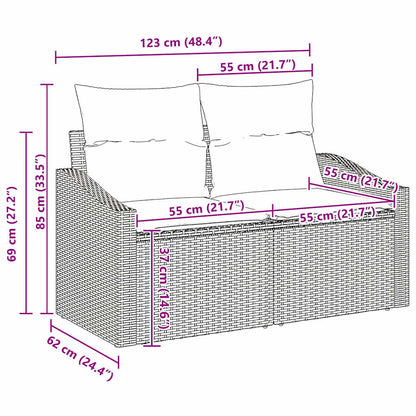 Gartensofa-set mit Kissen 13 pcs Schwarz Poly-Rattan