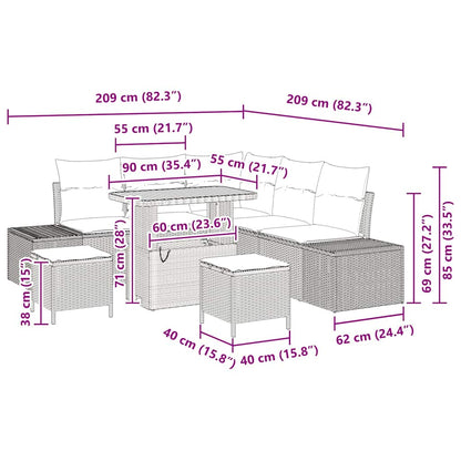 Gartensofa-set mit Kissen 8 pcs Schwarz Poly-Rattan
