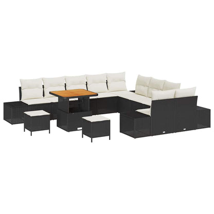 Gartensofa-set mit Kissen 13 pcs Schwarz Poly-Rattan