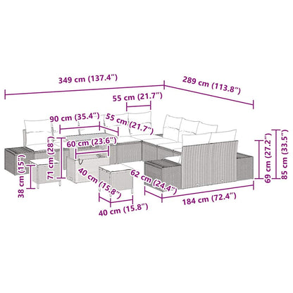 Gartensofa-set mit Kissen 13 pcs Beige Poly-Rattan