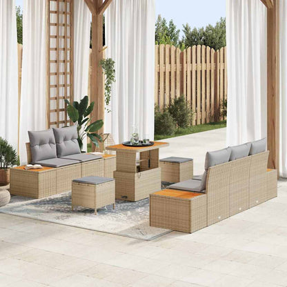 Gartensofa-set 8 pcs Beige Poly-Rattan