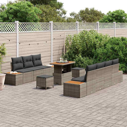 Gartensofa-set 10 pcs Grau Poly-Rattan