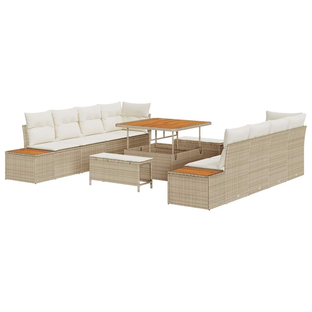 Gartensofa-set 11 pcs Beige Poly-Rattan