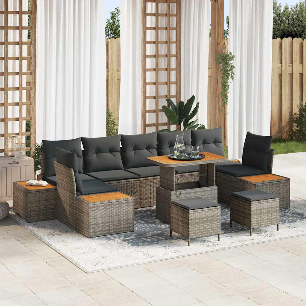 Gartensofa-set 10 pcs Grau Poly-Rattan