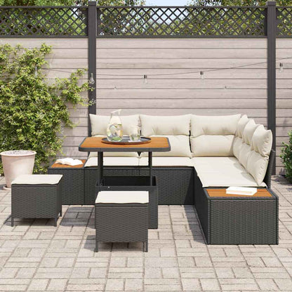 Gartensofa-set 8 pcs Schwarz Poly-Rattan