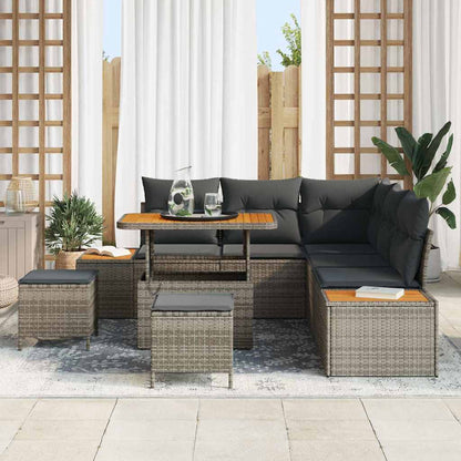 Gartensofa-set 8 pcs Grau Poly-Rattan