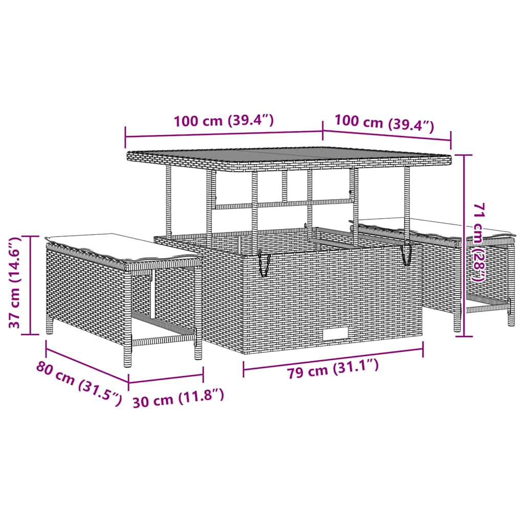 Gartensofa-set 9 pcs Beige Poly-Rattan