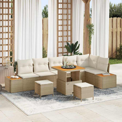 Gartensofa-set 9 pcs Beige Poly-Rattan
