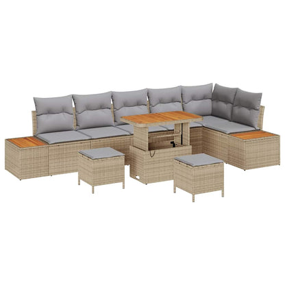 Gartensofa-set 9 pcs Beige Poly-Rattan