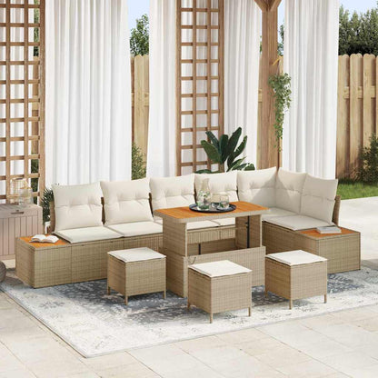 Gartensofa-set 10 pcs Beige Poly-Rattan